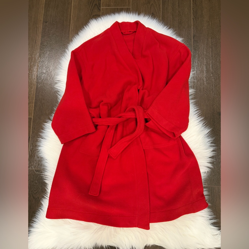 Red Fleece Kimono Style Robe